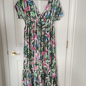 Tropical stripe, midi length hi low hemline size 8 Sugar Lips